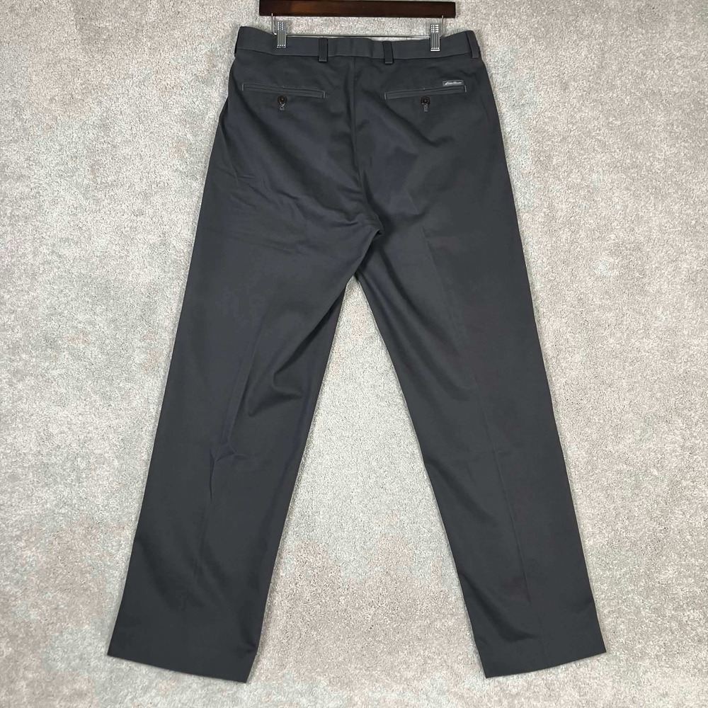 Eddie Bauer Mens Chino Pants Gray Flat Front 100% Cotton Size 33